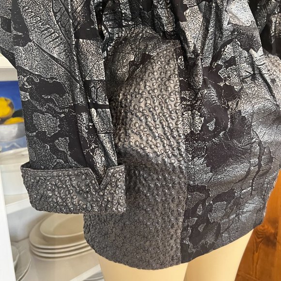 casadei collection multi textured fabric snap front closure Black Jacket - Picture 6 of 9